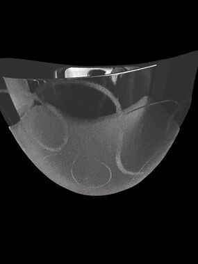 Orrefors "Pond" Black Curved Asymetrical Bowl Sand-Blasted Swirl Design 4" x 6"